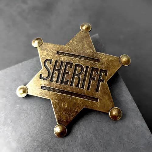 Image of Sheriff Police Badge Pin - RE Police & Cowboy Honor Stars Accessories - Cosplay Costume Gift for Women Men