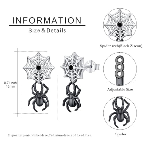 Hypoallergenic Raccoon/Panda/Black Cat/Spider/Schnauzer/Fox Earrings for Women 925 Sterling Silver Animal Stud Earrings Jewelry Birthday Christmas Gifts for Animal Lovers Friends Sister3