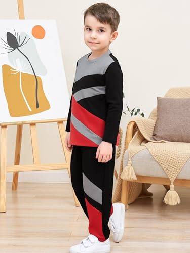 Image of Boy Clothes Plant Camouflage Pants LA Letter Print Top Sweatsuit Fall Boys Outfits Set
