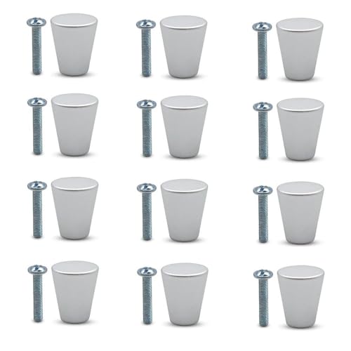 12 Pezzi Pomelli per Cassetti in Metallo, Moderni Pomelli per Mobili in Alluminio Opaco con Viti, Alluminio Opaco per Cassetti e Armadi, Pomolo Per Mobile Rotondo Adatto Per Librerie,Armadi,Cassetti