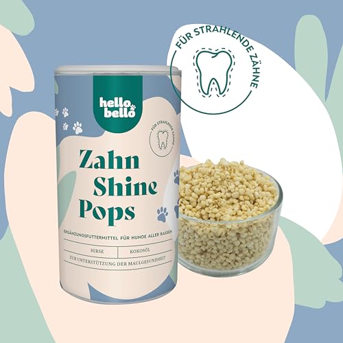 HELLOBELLO kaltgepresste Zahn Shine Pops für Hunde 200g für strahlende Zähne & gegen Mundgeruch - Mit Hirse, Kokosöl & Kokosmehl - Zahnsteinentferner Hund, Hunde Zahnpflege, Hund Zähne Snack