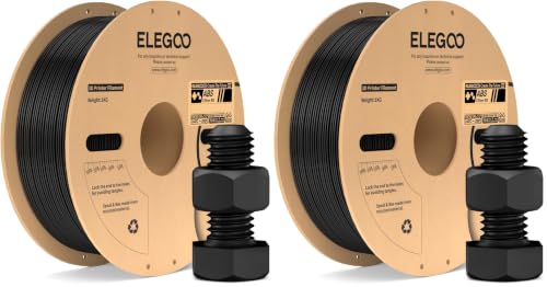 Image of ELEGOO ABS Filament 1.75mm Black 1KG, Heat Resistant 3D Printer Filament High Toughness & Impact Resistance, 1kg spooll(2.2lbs) Fits for Most FDM Printer (Pack of 2)
