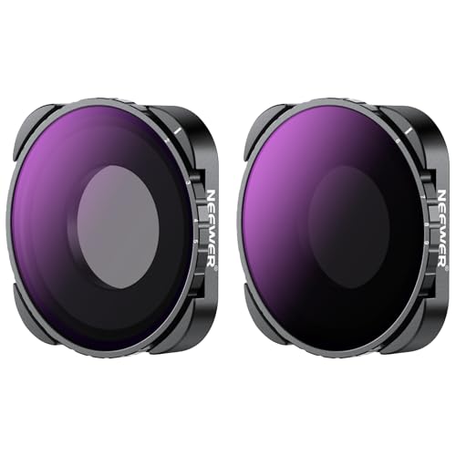NEEWER Pack de 2 Filtre Variable ND4-32 & ND64-512 (Pack de 2),2-5 & 6-9 Arrêt Accessoire Filtre ND Verre Optique HD Multicouche Cadre Compatible avec GoPro Hero 9 10 11 12 Go Pro 13 Noir,sans Motif X