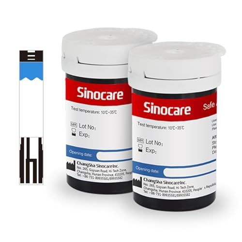 Sinocare Tiras en Sangre Prueba, 50 x Tiras Sin Lancetas, para Safe AQ Smart/Voice