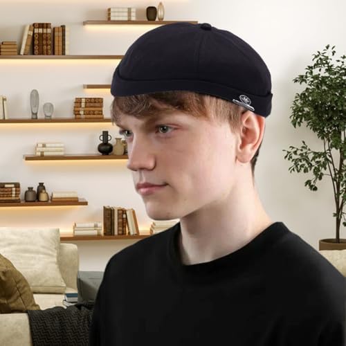 Ceriol Herrschaftliche Docker-Cap Herren Mütze, Hafenmütze, Jahres règle Tragbare Basecap, Brimloser Hat mit Faltenklapp