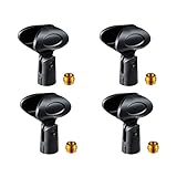 Rannsgeer Universal Microphone Clip Holder 4-Pack – Soft Flexible Mic Clamp with 5/8' to 3/8' Metal Nut...