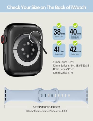 Image of Sport Silicone Band Compatible with Apple Watch Bands 40mm 38mm 41mm 44mm 45mm 42mm 49mm Women Men,Soft Wristband Waterproof Replacement Sport Strap for iWatch Bands Series 9 8 7 6 5 4 3 2 1 SE Ultra