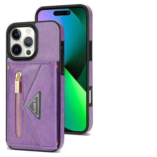 Étui violet iPhone 16 Plus portefeuille en cuir avec clapet magnétique