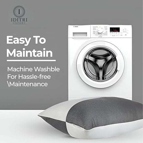 Image of Premium Microfiber Pillow, Grey and White Soft Bedding, Ultimate Support for Neck and Head, Luxury Redefined,Washable Cover with Durable Zipper,60 x 40 x 15 cm