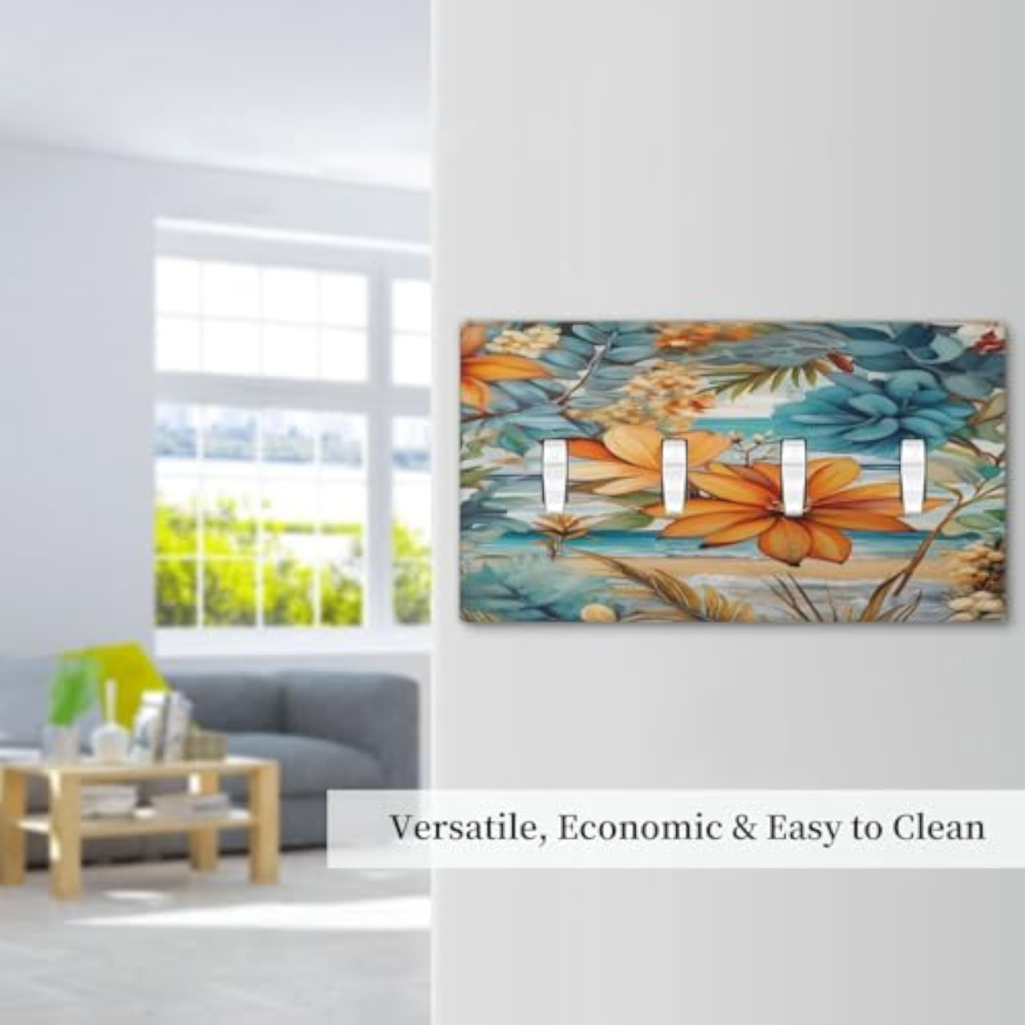 Flowers and Leaves on a Beach Quad Toggle Light Switch Covers