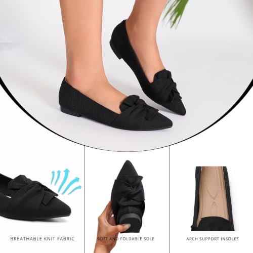 Image of Flats for Women Pointed Toe Knit Foldable Ballet Flat Shoes