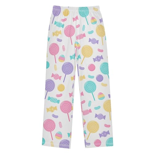 ZZXXB Candy Colorful Boys Long Pants Soft Trousers Elastic Waist Kids Lounge Bottoms with Pockets S-XL