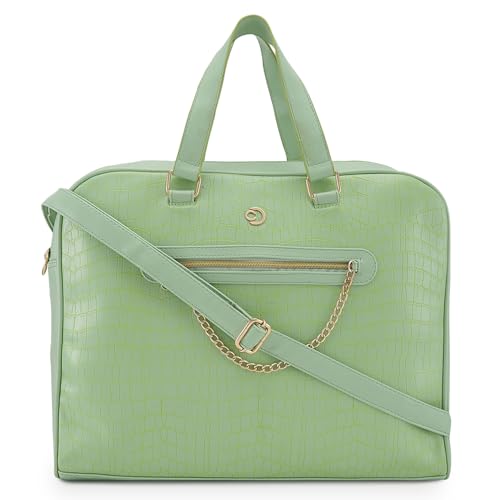 Image of Caprese Mist Laptop Bag, Large | Stylish Office Handbag for Women with 15.6 Inch Laptop Compartment with Adjustable & Detachable Sling Strap | Secure Zip Closure | Ideal for Office & Travel (Green)