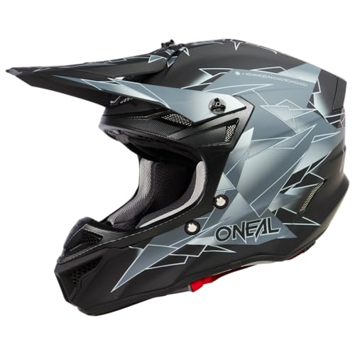 O'NEAL | Casco de Motocross | MX Enduro | 2 Carcasas Exteriores y 2 EPS para Mayor Seguridad, Carcasa de ABS, ECE 22.06 | Casco 5SRS Polyacrylite Surge V.23 | Adulto | Negro Gris | Talla L (59/60 cm)
