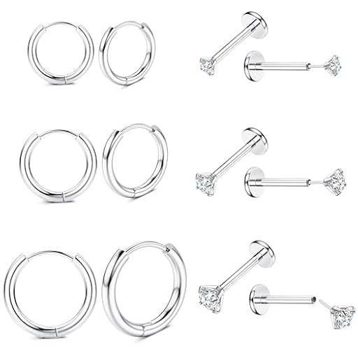 JeweBella 6 Pares 20G Piercing Oreja Acero Quirúrgico para Mujer Hombre Push In Labio Pendientes Aro Nariz Helix Conch Medusa Cartílago Plata Oro | Ya disponible en tu tienda friki favorita! En mundofriki.es!