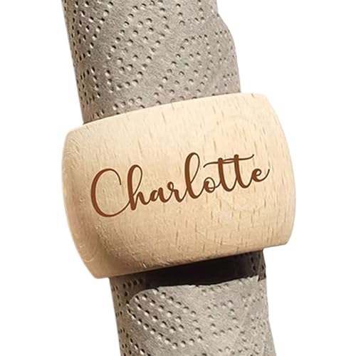 ZZTINGC Personalized Wooden Round Napkin Rings, Custom Name Napkin Rings, Napkin Holder for Wedding, Birthday, Baby Shower, Christmas Table Decoration