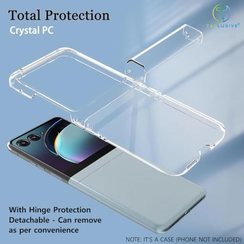 Image of T TECLUSIVE Hard Shell Transparent Crystal Clear Case Compatible for Moto Razr 60 /50 with Hinge Protection | Lifetime Non Yellowing Clear Case Plastic Cover for Razor 60 50 (Not for Ultra Model)