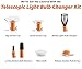 5-24 ft Telescopic Light Bulb Changer for High Ceilings // Light Bulb Remover Tool High Ceilings Kit with Suction Cups, Basket and Microfiber Cloth // 30ft High Reach Light Bulb Changer with Pole