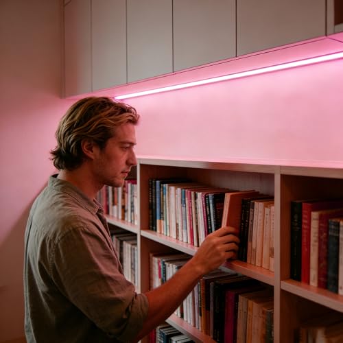 Image of ZSLAIFU 5V USB LED Light Strip, COB LED Strip Lights, Pink 5V LED Lights, Small LED Strip Light, TV Lights for TV Under Cabinet Kitchen Living Room Shelving or Displays (Pink, 3.28ft)