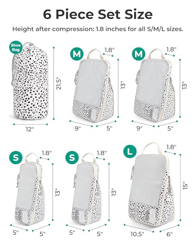 Image of BAGSMART 6 Set Compression Packing Cubes for Travel, Lightweight Luggage Organizer Bags, Durable Space Saver Bags Travel Essentials, Seaside Dots