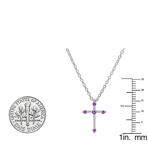 Dazzlingrock Collection 10K Round Amethyst Cross Pendant (Silver Chain Included), White Gold - Image 3