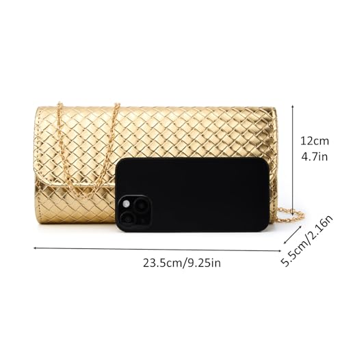 Image of DETARA Woven Evening Bag Clutch Purses for Women Fashion PU Leather Crossbody Purse for Wedding Party and Prom