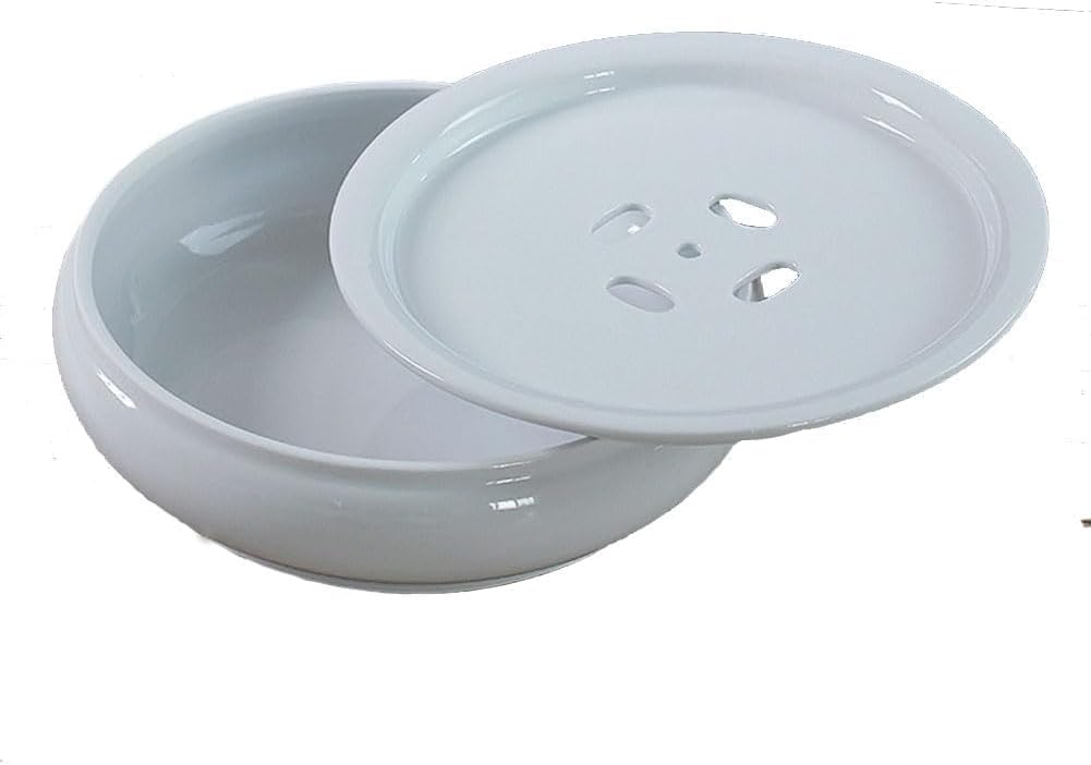 Vassoio da tè in ceramica a doppio strato, rotondo, 25,4 cm, bianco, ideale per tè, caffè e tavoli da portata
