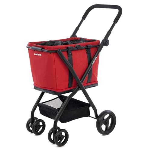 Carlett - Cube S Rojo Ruby | Carro de la Compra con Bolsa Extraíble Impermeable | Cesta Convertible en Bolso | Ruedas 360° Desmontables | Plegado Rápido y Compacto | Estilo Vibrante