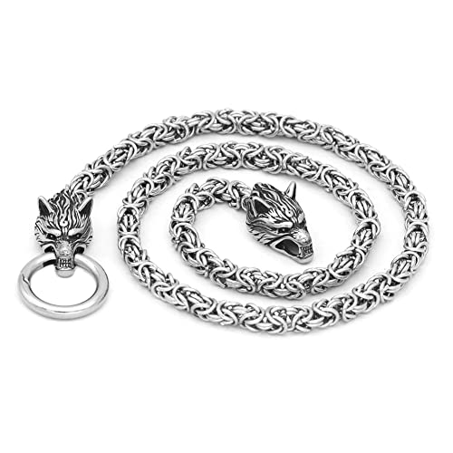 Tête de loup viking en acier inoxydable chaîne robuste qui ne noircit pas