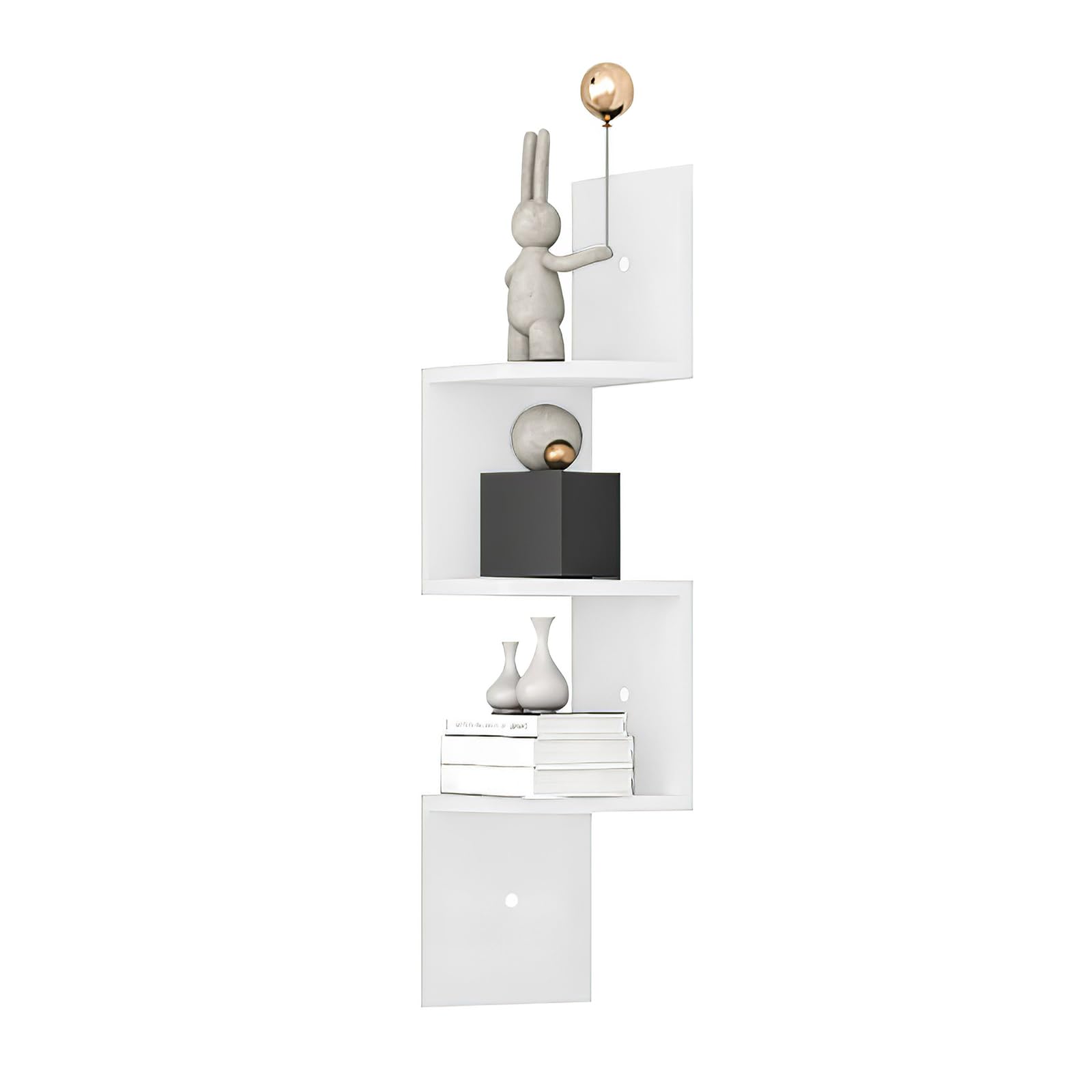 Estantería de Esquina para Pared 20x20cm - Organizador Esquinero para Dormitorio, Baño, Salón con 6kg de Carga, Montaje Rápido, Decoración Moderna de Rinconera (Blanco, 3 Niveles)