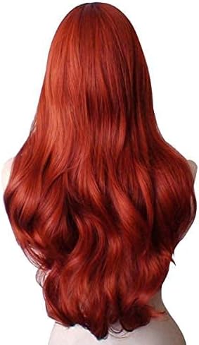TENGS Long Wavy Copper Red Halloween Cosplay Women Wig