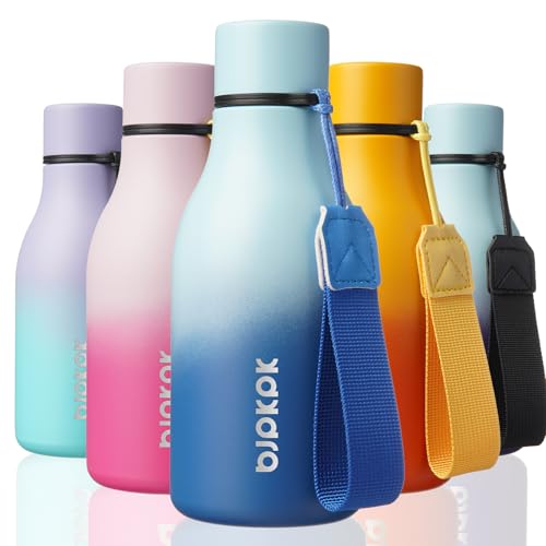 Image of BJPKPK Insulated Water Bottles, 12oz Stainless Steel Metal Water Bottle with Strap, BPA Free Leak Proof Jugs, Mugs, Flasks, Reusable Thermal Flasks for Sports & Travel, Sky