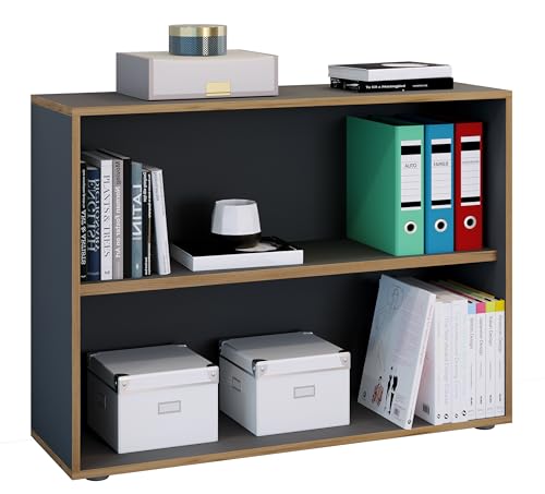 VCM Wooden office stand bookshelf filing cabinet filing cabinet bookshelf Salia 2-fold w. 100 cm Anthracite VCM Wooden office stand bookshelf filing cabinet filing cabinet bookshelf Salia 2-fold w. 100 cm Anthracite