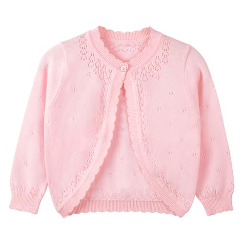 Image of Danny D Toddler Girls Open Front Shrug Cardigan Children Knit Long Sleeve Bolero with Button Closure for 2Years-7Years