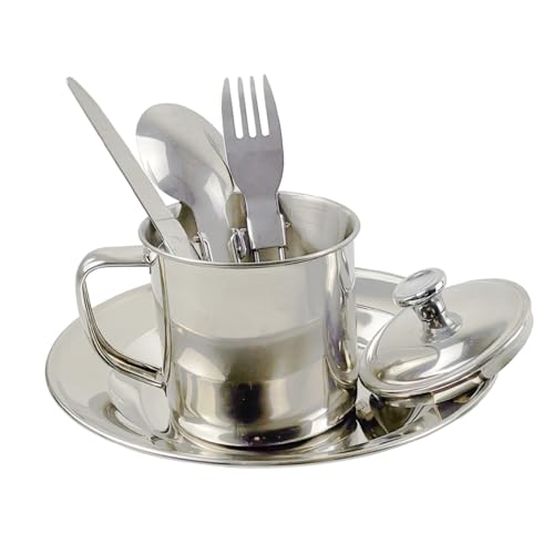 Set de Cocina para Camping PACKOVE de Acero Inoxidable Portátil para 1-2 Personas, Utensilios de Cocina y Olla para Picnic Ligera para Senderismo y Mochilero