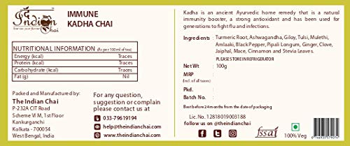 Image of The Indian Chai - ImmunE Kadha Herbal Blend 100g | 14 Ayurvedic Herbs | NO TEA LEAVES ADDED | Caffeine-Free Kadha Infusion for Daily Wellness