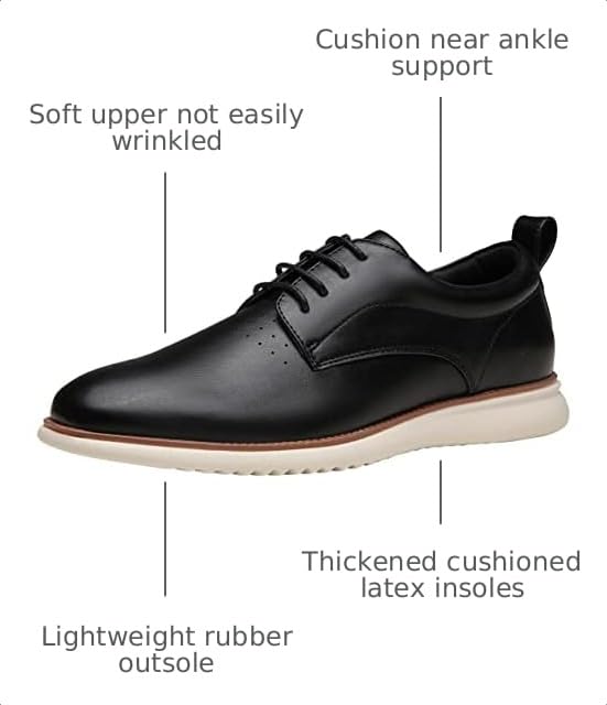Image of Jousen Mens Dress Shoes Casual Oxfords for Wedding Party Office Church Business Formal Rubber Bottom Lightweight Sneaker Oxford Shoes for Men