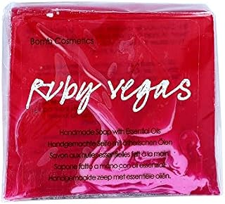 Bomb Cosmetics Ruby Vegas Handmade Soap Bar Slice, Floral Scented, Vegan & Cruelty Free, 100 g