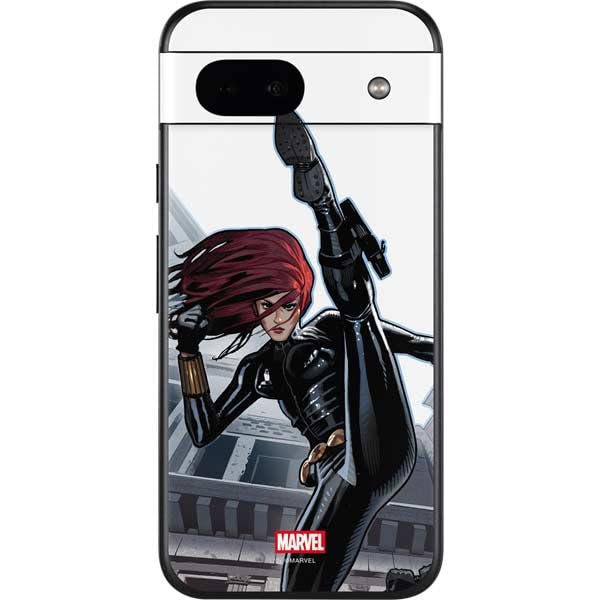 Skinit Decal Phone Skin Compatible with Google Pixel 8a - Officially Licensed Marvel Black Widow High Kick Design