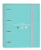 VMB Mint Paradise Ordner mit 4 Ringen, 35 cm, mit 100 A4-Blättern, ideal für Kinder unterschiedlichen Alters, bequem und vielseitig, Qualität und Widerstandsfähigkeit, 27 x 3,5 x 32 cm, Minzgrün