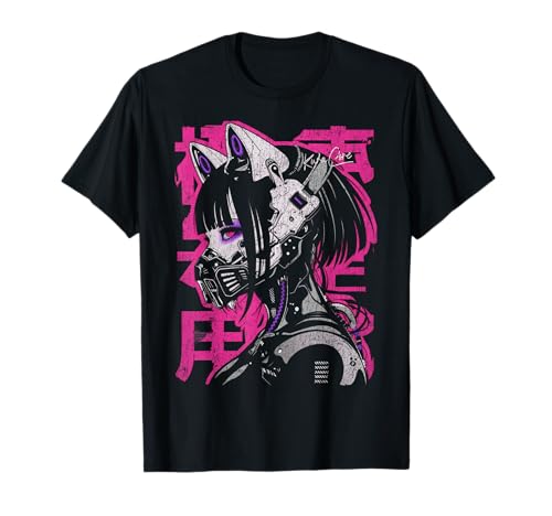 Japón Streetwear Cyberpunk Y2K Techwear Neko Manga Anime Camiseta