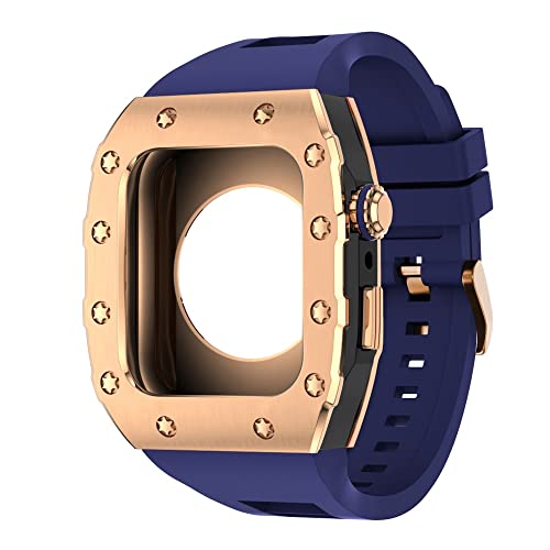 Kit de modification luxe pour Apple Watch boîtier métal argent et bracelet jaune - 3