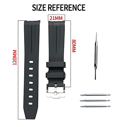 Khzbs 20Mm Curved End Rubber Band Replacement For Rolex Submariner Strap Gmt Yatch Master 16622 Green Water Ghost Watch Accessories #TOP1