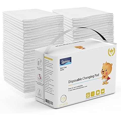 Disposable Changing Pad Liners (100 Pack) Super Soft, Disposable Changing Pads, Ultra Absorbent & Waterproof - Covers Any Surface for Mess Free Baby Diaper Changes (White) Cover