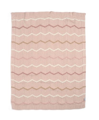 Image of Mamas & Papas Nursery Small Knitted Blanket, Pink Wave, 70 x 90 cm