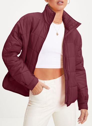 EVALESS Womens Quilted Puffer Jackets Lightweight Long Sleeve Zip Up Winter Coats Fashion 2024 Fall Outfits With Pockets2