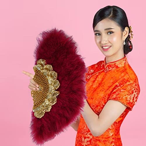 Plumes de mariage blanches éventail brodé or pour la mariée