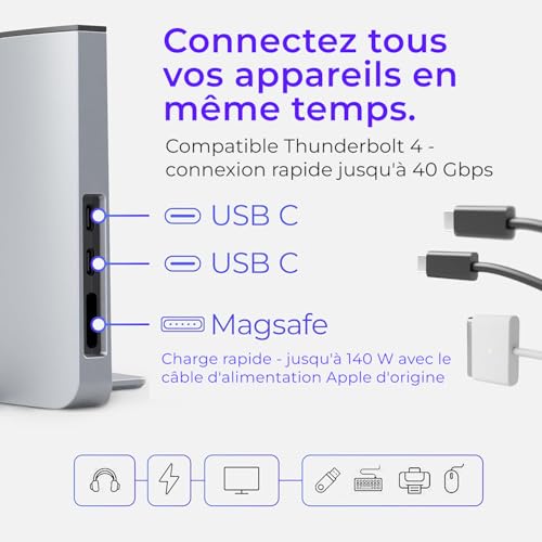 Hub MacBook Pro 14 M3 M4 M5 Ascrono dock vertical USB-C 40Gbps - 4