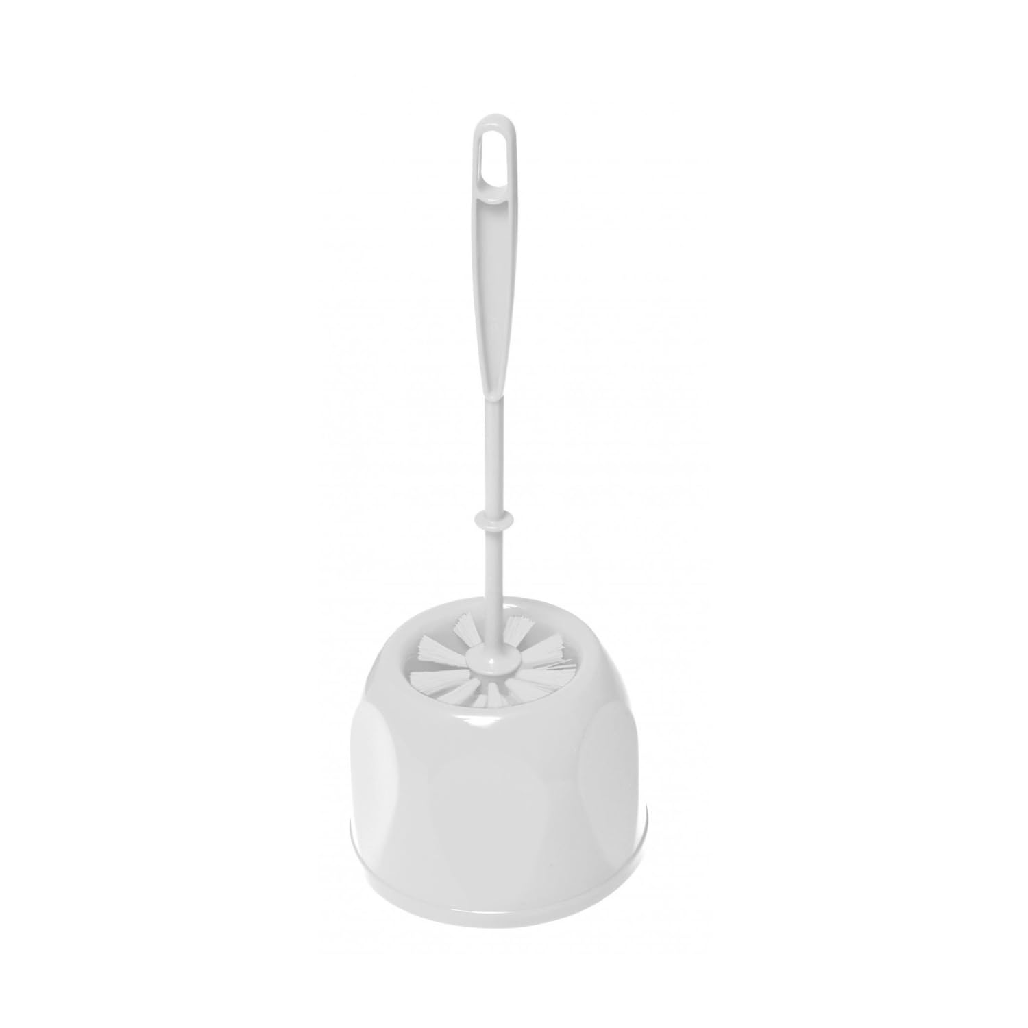 HOMESHOPA 1 Pack White Round Toilet Brush with Holder, Soft Flexible Bristles, Deep Clean Bathroom Accessory with Durable Plastic Handle, Hygienic Household Essential