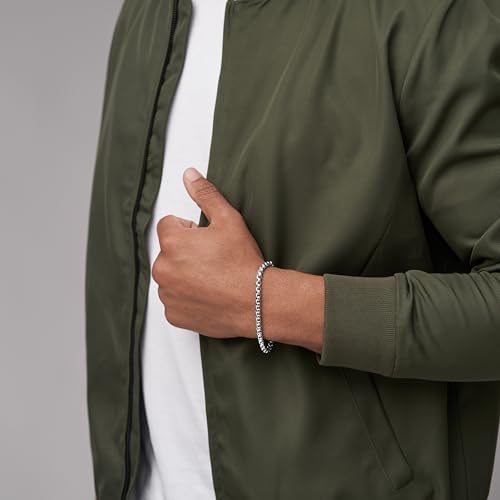 Image of Fossil Men's Plated Stainless Steel Engravable Personalized Gift ID, Chain or Cuff Bracelet for Men